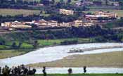 Front view of Ashram and Yamuna River